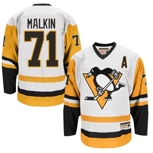 Herren Pittsburgh Penguins Eishockey Trikot Evgeni Malkin #71 Authentic Throwback Weiß – CCM